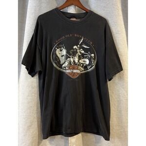 Vintage 2002 Harley Davidson Warner Bros Taz Wile E. Coyote Biker Black T-shirt